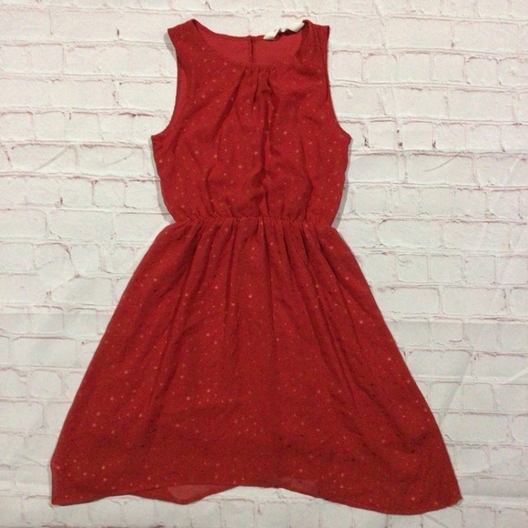 H&M Girl’s Red with Gold Stars Sleeveless Formal Dress - Size 10-11Y - Picture 1 of 8